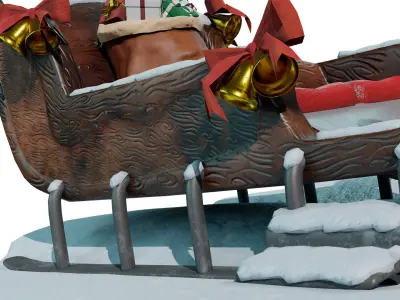 Santa s sleigh Low-poly 3D model