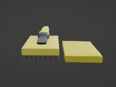 Car cleaning Sponge and Brush Set Low-poly 3D model