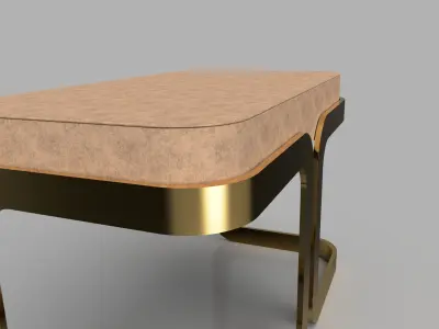 Bench in metal and leather 3D model