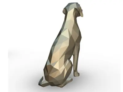 Dalmatian low poly polygonal sculpture of dog 3D print model