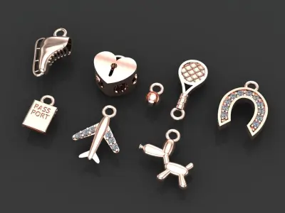 8 Bracelet or necklace pendants Free 3D print model