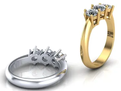 Trilogy Ring 1ct Tot 3D print model