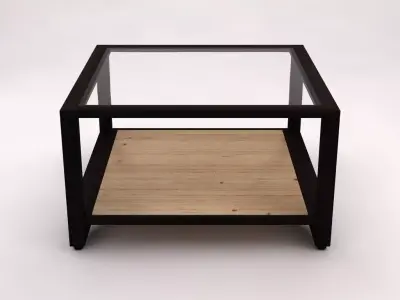 SIDE TABLE--Double square wood and glass 3D model
