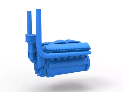 Engine V12 for pulling tractor Version 3 Scale 1 to 25 3D print model