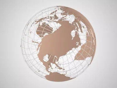 Globe News Skeleton Almond Color 3D model