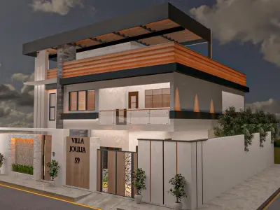 villa modern two story house 3D model
