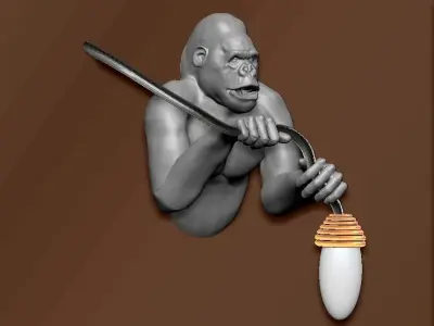 Lamp gorilla wall decor 3D model