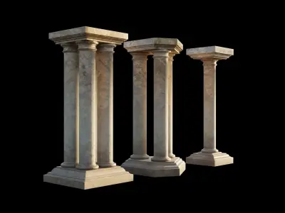 Set of 3 Colossal Columns Kit set 3D model