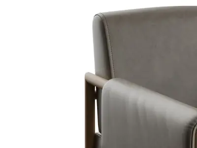 Detroit Wood Leather Chair 3D model