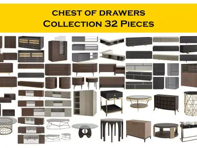 chest of drawers Collection 32 Pieces 3d model 3D model