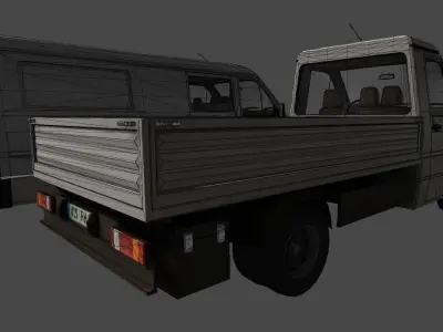 Transporters collection mercedes sprinter vans in row Low-poly 3D model