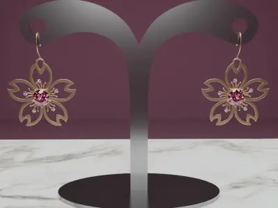 Sakura Blossom Earrings Complete 3D Model Collection 3D model