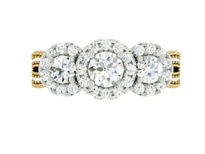 Luxury  3 stone engagement ring 3D print model