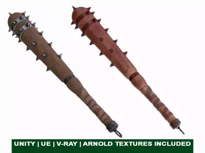 Baseball Bat Collection Blood And Without Blood Version Low-poly 3D model