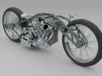 Custom Motorbike Low-poly 3D model