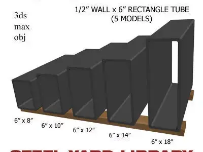 1 2in Wall x6in Rectangle Tube 3D model