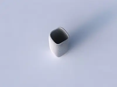 Vase quadratic tall with bent extruded lines 3 3D print model