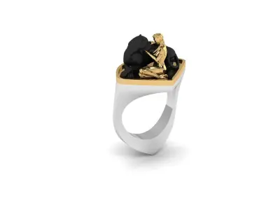 Girl and Panther ring inspired by Magerit  3D print model