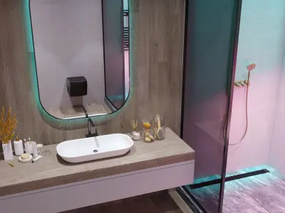 Bathroom modern with lighting 3D model