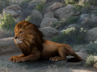 Realistic Animals Savannah - Lion Low-poly 3D model