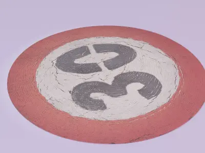 Road sign 30 km per hour high-poly 3D model