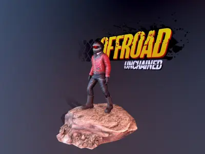 Biker Motocross Rider Man Low-poly 3D model