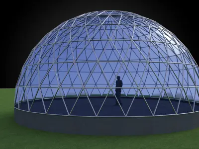 Geodesic dome like structure with triangulated structure Low-poly 3D model