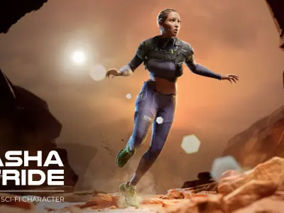 Sasha Stride Realtime Sci-fi Character - Rigged Low-poly 3D model