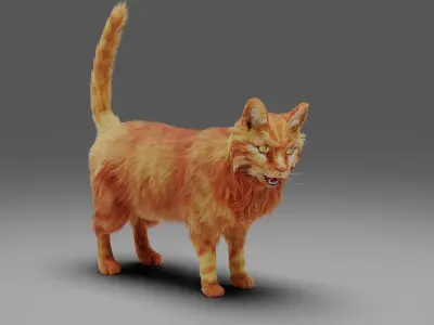 Fur Cat Yellow V3 Rigged  Low-poly 3D model