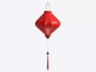 Oriental Traditional Hanging Silk Lantern 01 3D model
