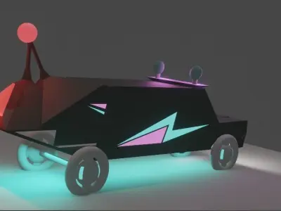 FUTURE NEON CAR with neon lights No copyright  Low-poly 3D model