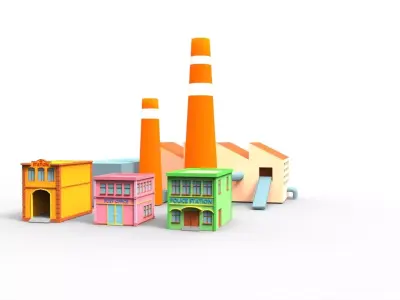 Town building cartoon Free low-poly 3D model