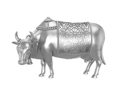 Cow 3d model ox figurine in silver and gold 3D print model