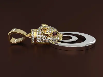 Pendant with puma head 3D print model