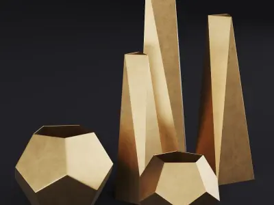 RH Brass Geometric Vase Collection 3D model