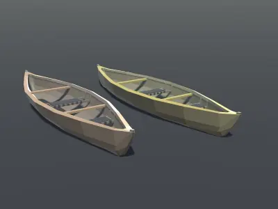 Canoe Low Poly pair of paddles Low-poly 3D model