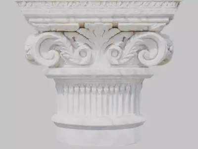 Corinthian Column Capital - White Marble 3D Model Low-poly 3D model