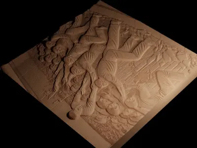 The Fall Of The Berlin Wall Sandcasting Bas High Relief CNC 3D print model