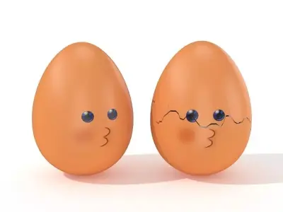 Egg Cracked Emoji N021 Low-poly 3D model