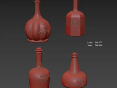 Color glass bottle 3D model