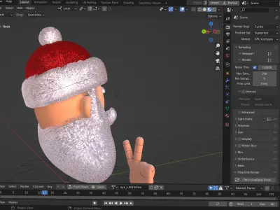 Animated Santa Peace Sign Low-poly 3D model