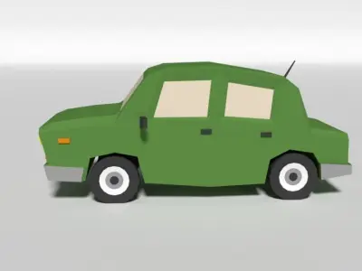 Low Poly Cartoon Car Low-poly 3D model Low-poly
