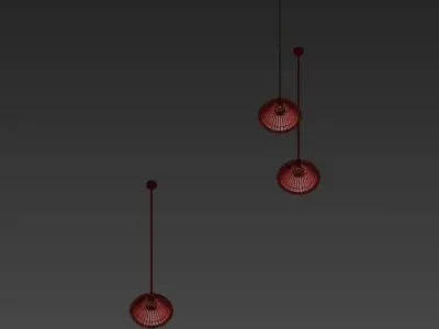 Annular hanging lamp with three lights 3D model
