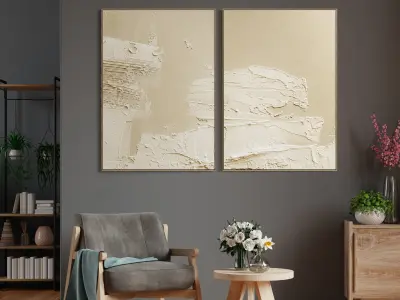 Plaster Two Photo Frame E-16 Low-poly 3D model