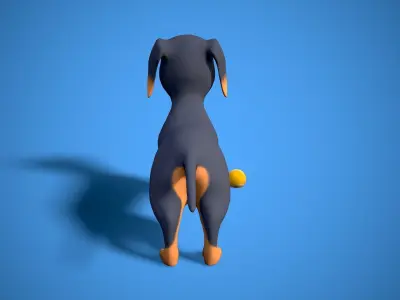 cartoon dachshund Low-poly 3D model