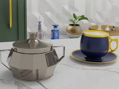  Sugar Bowl Art Deco Silver Plated 1930s Free 3D model