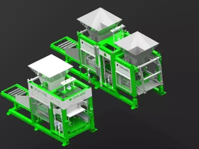 Hydraulic Concrete Brick Block Making Machine 3D print model