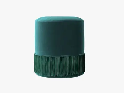 Teddy Velvet Ottoman in green grey  Low-poly 3D model