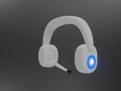 White Headphones with camera and without camera Low-poly 3D model