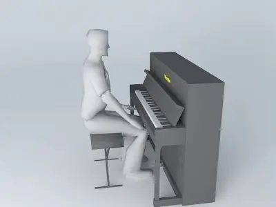 a normal piano black 3D model